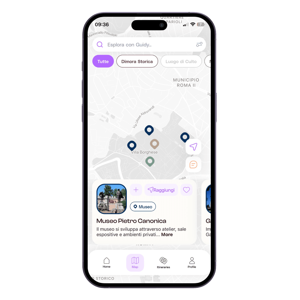 L'app Guidy con la mappa interattiva